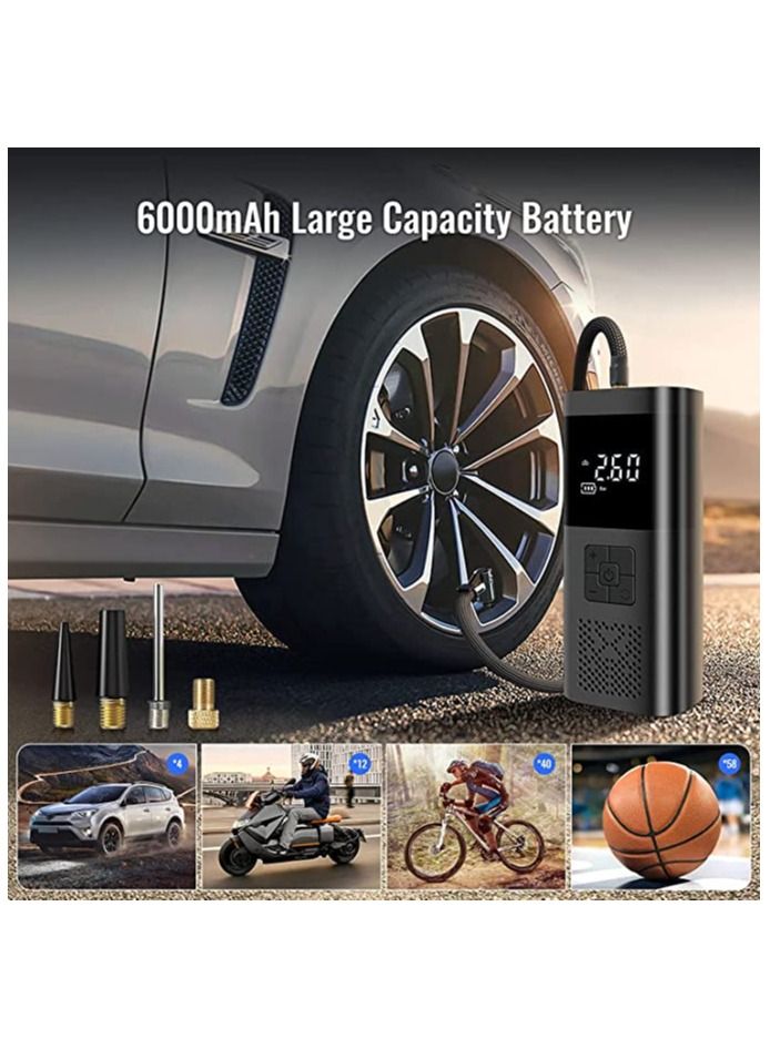 Habbaa Air Compressor Tire Inflator Pump Car Portable, 150 PSI Fast Inflation with LCD Dual Screen, [Cordless & Strong Power] Electric Tire Pump for Car Tire For Car, Bicycle, Motorcycles, Ball  - Image 3