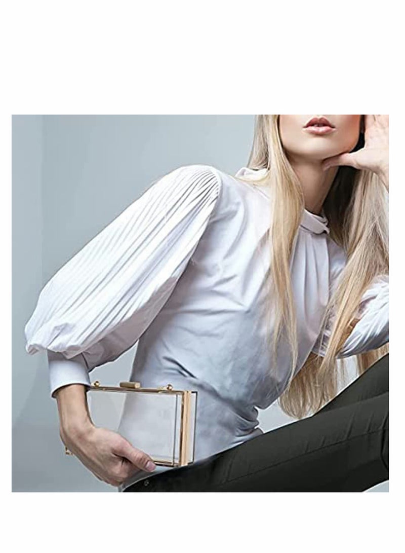 Zikra Clear Purse Acrylic Clear Clutch Bag, Shoulder Handbag With Removable Gold Chain Strap - Image 3