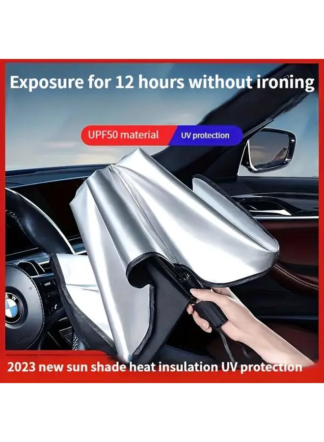 Ti Silvery Car Umbrella Front Windshield Sun Shade Blackout Curtain For Small Cars Interior - Image 5