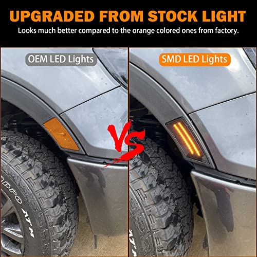 KanSmart LED Side Marker Lights for Ford Ranger Lariat XL XLT 2019 2020 2021 2022 Ranger Smoked Lens Black Side Markers Fender Lamp Full Amber LED Strip Front Bumper Side Marker Turn Signals Side Light Lamps - Image 3