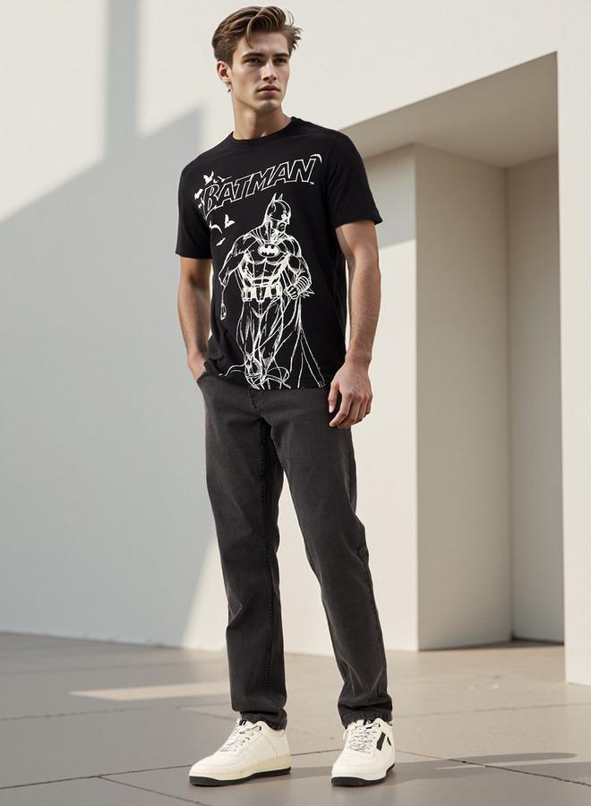 اس بي كاركترز تيشيرت بطباعة باتمان بياقة دائرية - Image 2