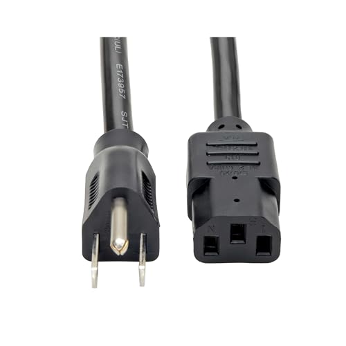 Eaton Tripp Lite Series 15 Amp Standard 10ft Computer Power Cord for PC Monitor Laptop More UL Listed Heavy Duty 14 AWG 515P to IEC C13 Replacement 3 Prong AC Power Cable P007010