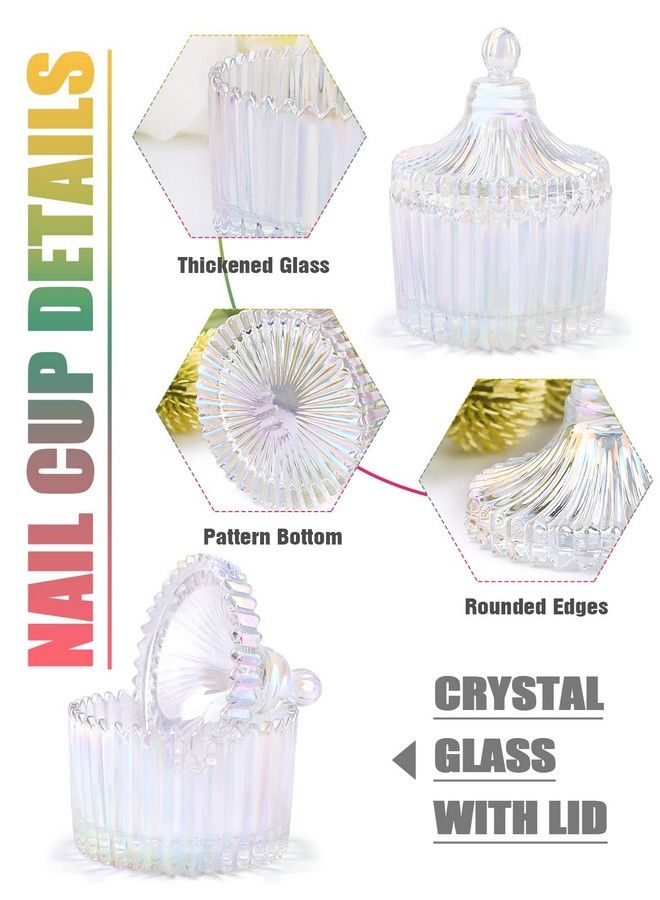 TOROKOM Monomer Dish With Lid Dappen Dish Nail Cup Small Glass Nail Dish For Liquid Powder Monomer Holder Colorful Damping Dapping Dish For Acrylic Nails - Image 4