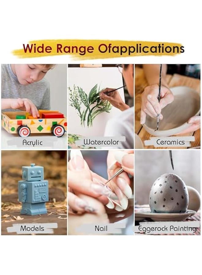 فايلكس مجموعة فرش طلاء دقيقة  م 30 قطعة و3 مقاسات مختلفة 000000 وفرشاة تحديد للحرف اليدوية الصغيرة وألوا مائية أفضل جودة - Image 3