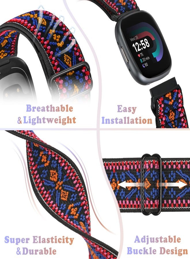 Bcuckood حزام بديل مرن قابل للتعديل من النايلون الناعم والمطاطي من Bcuckood، متوافق مع Fitbit Versa 4/Versa 3/Sense 2/Sense Band، مناسب للرجال والنساء، عبوة من 5 قطع. - Image 2