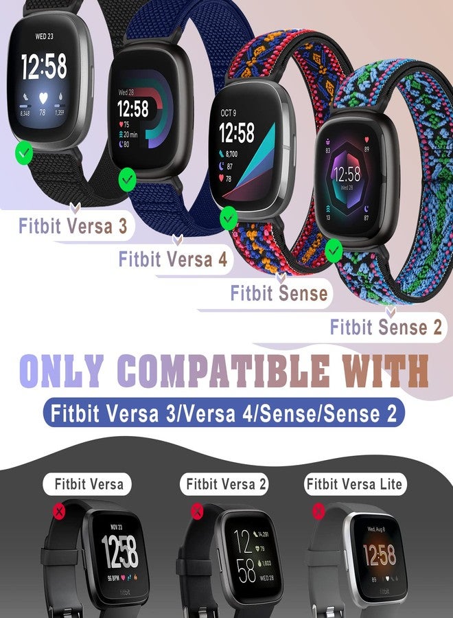 Bcuckood حزام بديل مرن قابل للتعديل من النايلون الناعم والمطاطي من Bcuckood، متوافق مع Fitbit Versa 4/Versa 3/Sense 2/Sense Band، مناسب للرجال والنساء، عبوة من 5 قطع. - Image 4