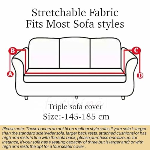 Outlay Home Gorgeous Printed | Fully Covered, Stretchable & Non-Slip Elastic Slipcover Protector Sofa Cover (Brown Check, 5 Seater (3+1+1) Sofa Cover) - Image 5