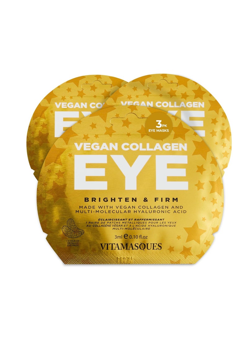 Vitamasques Vitamasques Under Eye Patches 3-Pack - Firming & Brightening - Anti Aging Collagen Korean Skin Care Reduce Fine Lines, Puffiness, Wrinkles & Dark Circles - Hyaluronic Acid - Vegan & Cruelty-Free - Image 1
