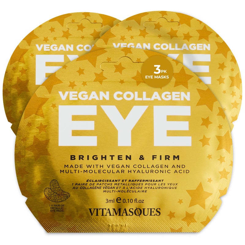 Vitamasques Under Eye Patches 3-Pack - Firming & Brightening - Anti Aging Collagen Korean Skin Care Reduce Fine Lines, Puffiness, Wrinkles & Dark Circles - Hyaluronic Acid - Vegan & Cruelty-Free - Image 1