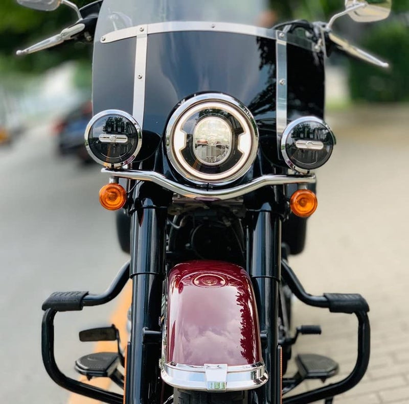 H RUO Chrome Motorcycle Passing Light Bracket Driving Pass Spotlight Mount Bar Compatible with Harley Softail Heritage FLST 2002-2017 Fatboy FLSTF - Image 2
