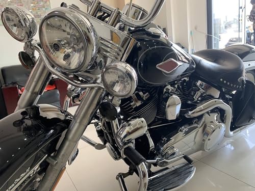 H RUO Chrome Motorcycle Passing Light Bracket Driving Pass Spotlight Mount Bar Compatible with Harley Softail Heritage FLST 2002-2017 Fatboy FLSTF - Image 3