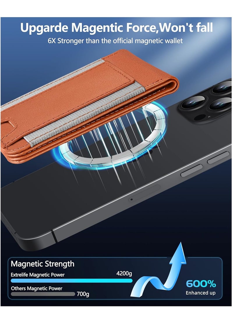 Magsafe Wallet, Works with Apple Find My, 8-Card Holder, Adjustable Stand, Magnetic Wallet for iPhone 16/15/14 Pro Max/14 Pro/14/14 Plus/13/12 Series, RFID Blocking Brown - Image 5