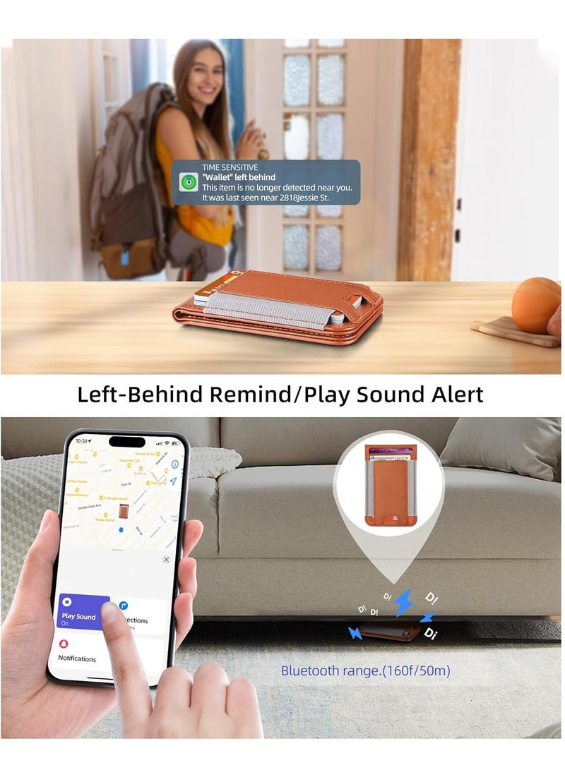 Magsafe Wallet, Works with Apple Find My, 8-Card Holder, Adjustable Stand, Magnetic Wallet for iPhone 16/15/14 Pro Max/14 Pro/14/14 Plus/13/12 Series, RFID Blocking Brown - Image 3