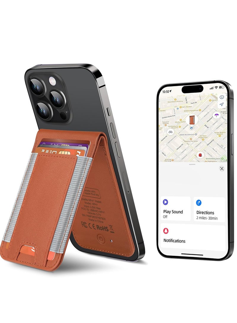 Magsafe Wallet, Works with Apple Find My, 8-Card Holder, Adjustable Stand, Magnetic Wallet for iPhone 16/15/14 Pro Max/14 Pro/14/14 Plus/13/12 Series, RFID Blocking Brown - Image 1