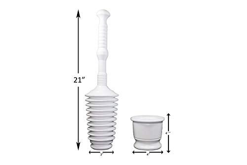 Master Plunger MP500-B4 Heavy Duty Bathroom Toilet Plunger Kit with Short Bucket. Equipped with Air Release Valve, White - Image 2