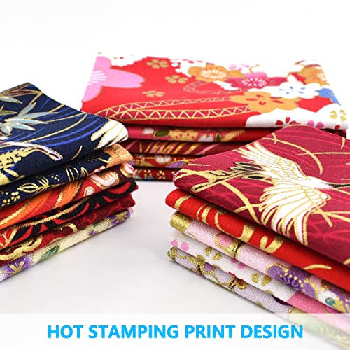 BDS-HOME 30Pcs 8 x 10 Inch Fat Quarters Cotton Fabric Bundle Squares Patchwork, Japanese Style Printed Cotton Wrapping Cloth Quilting Fabric Bundles for DIY Patchwork Sewing - Image 5