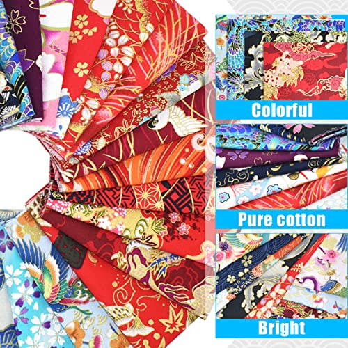 BDS-HOME 30Pcs 8 x 10 Inch Fat Quarters Cotton Fabric Bundle Squares Patchwork, Japanese Style Printed Cotton Wrapping Cloth Quilting Fabric Bundles for DIY Patchwork Sewing - Image 2
