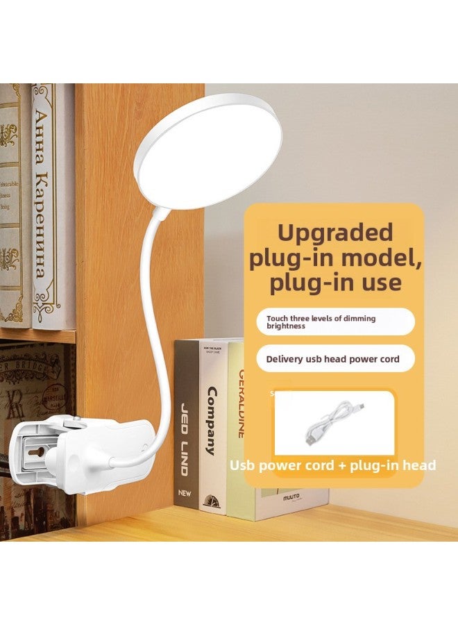 Clip Table Lamp Special For Learning Student Dormitory Home Desktop LED Eye Protection Lamp Recharged Dual-purpose Bedroom Bedside Lamp-Color:White [plug-in/three-gear White Light] With Line + Charging Head - Image 1