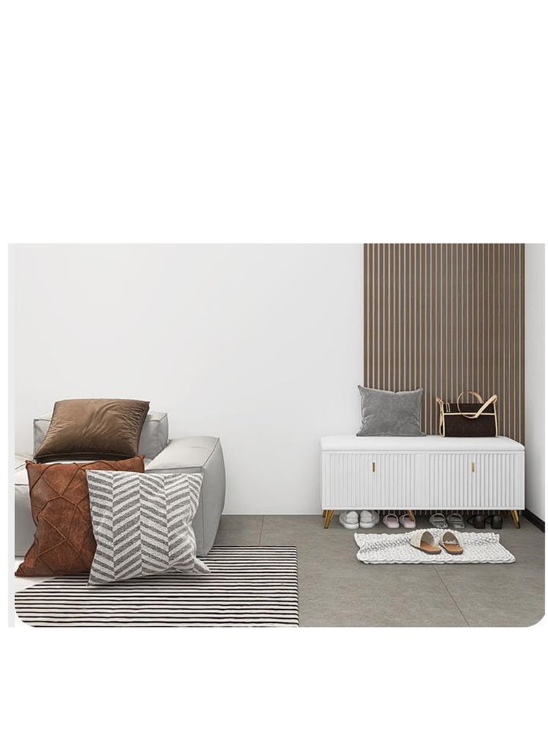 Golden - Luxurious Modern Shoe Storage Bench Shoe Cabinet Entryway Shoe Organizer Storage with Leather Comfort Seat Hidden Shoe Rack White - Image 1