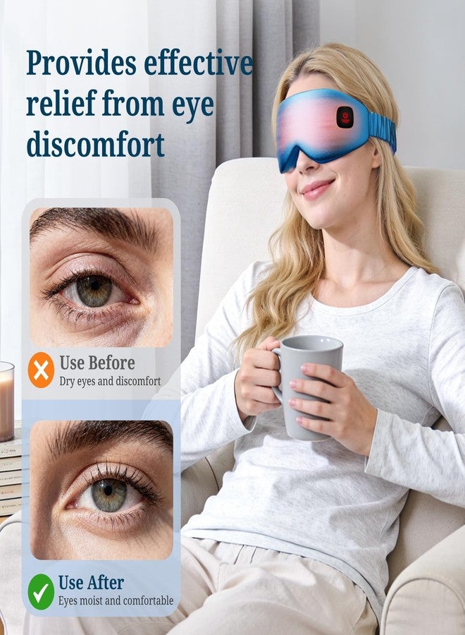 Azang 100% Silk Wireless Heated Eye Mask with Cooling, Relieves Dry Eye Syndrome and Puffy, Reduces Dark Circles, Adjustable Velcro Design and Washable Cover, Suitable for Travel & Gifts-Blue - Image 5