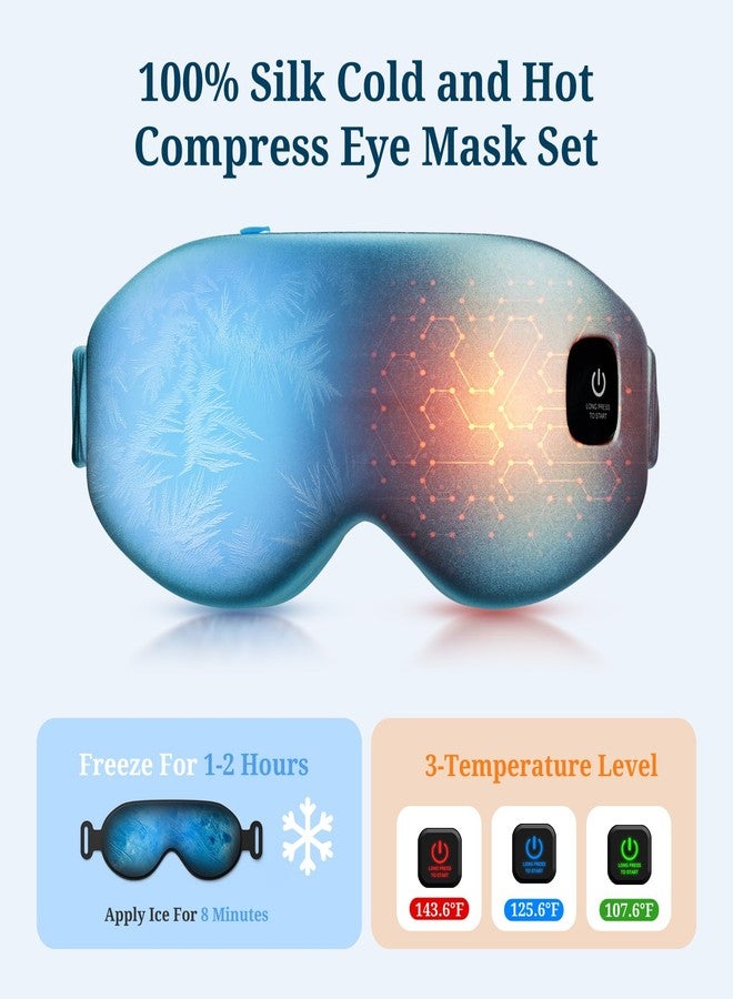 Azang 100% Silk Wireless Heated Eye Mask with Cooling, Relieves Dry Eye Syndrome and Puffy, Reduces Dark Circles, Adjustable Velcro Design and Washable Cover, Suitable for Travel & Gifts-Blue - Image 3