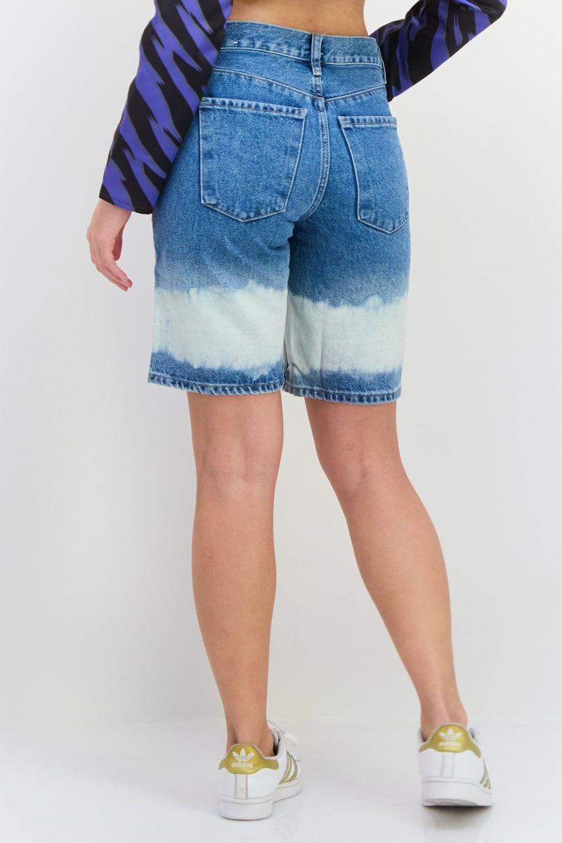 MANGO شورتات جينز مغسولة للنساء، زرقاء - Image 3