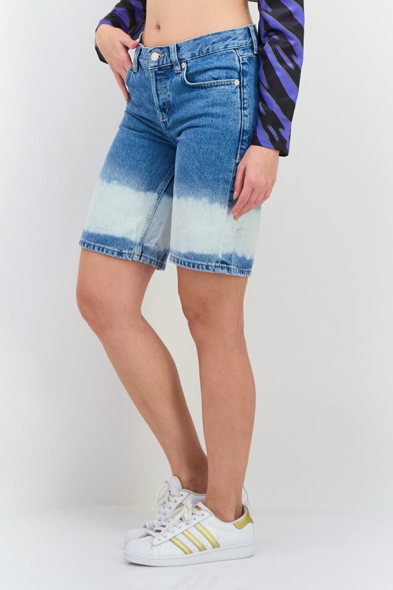 MANGO Women Washed Denim Shorts, Blue - Image 2