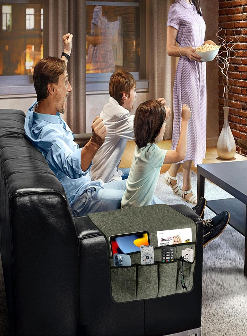 GGOOT 2 Pcs TV Remote Holder Pouch,Non-Slip Sofa Caddy Storage Pouch - Armrest Organizer with 6 Pocket for Couch Recliner Sofa - Image 3