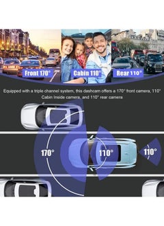 FPC S13 3-Channel Phone-Controlled Dash Cam | IPS Touch Screen, 1080P HD, 24/7 Parking Monitoring, 3 Camera System | Includes 32GB SD Card  - Image 4