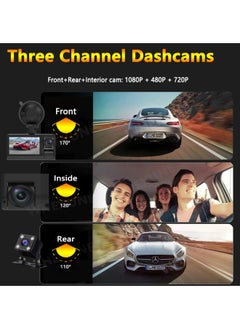 FPC S13 3-Channel Phone-Controlled Dash Cam | IPS Touch Screen, 1080P HD, 24/7 Parking Monitoring, 3 Camera System | Includes 32GB SD Card  - Image 5
