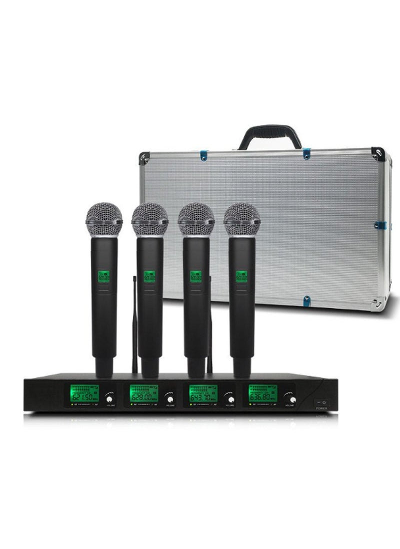 Generic - Foreign trade export wireless microphone one drag four microphone factory direct cross-border e-commerce moving coil handheld Handheld Microphone Aluminum Case Handheld Microphone Aluminum Case - Image 1