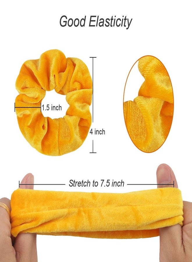 Didder 20 Pcs Hair Scrunchies Solid color Soft Scrunchies Hair Ties Yellow Velvet Scrunchy Elastics Bobbles Ropes Scrunchie Hair Bands for Women Girls - Image 2