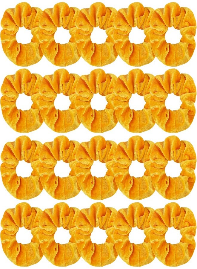 Didder 20 Pcs Hair Scrunchies Solid color Soft Scrunchies Hair Ties Yellow Velvet Scrunchy Elastics Bobbles Ropes Scrunchie Hair Bands for Women Girls - Image 1