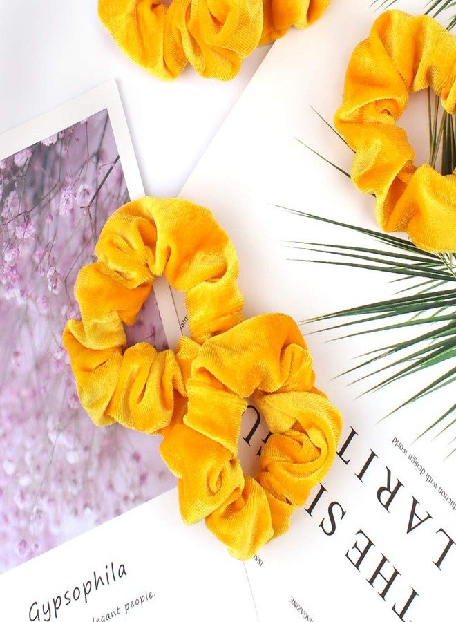 Didder 20 Pcs Hair Scrunchies Solid color Soft Scrunchies Hair Ties Yellow Velvet Scrunchy Elastics Bobbles Ropes Scrunchie Hair Bands for Women Girls - Image 3