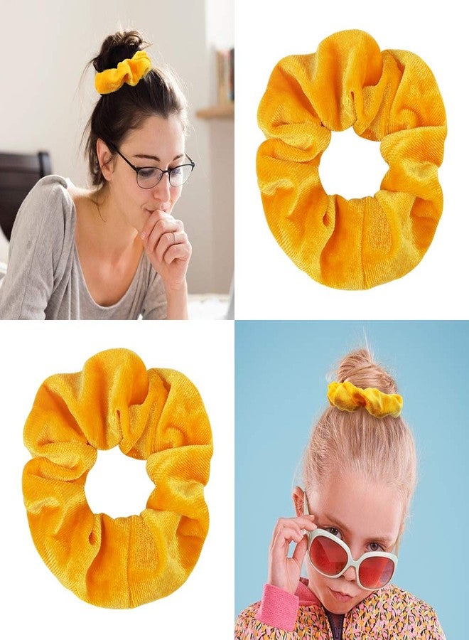 Didder 20 Pcs Hair Scrunchies Solid color Soft Scrunchies Hair Ties Yellow Velvet Scrunchy Elastics Bobbles Ropes Scrunchie Hair Bands for Women Girls - Image 5
