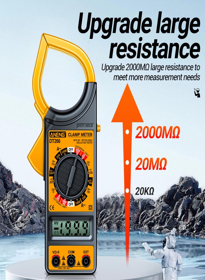 ANENG DT266 LCD 1999 Count Digital True RMS Professional Clamp Meter AC/DC Current Voltage Tester Multimeter Pliers Ammeter with LCD Display - Image 4