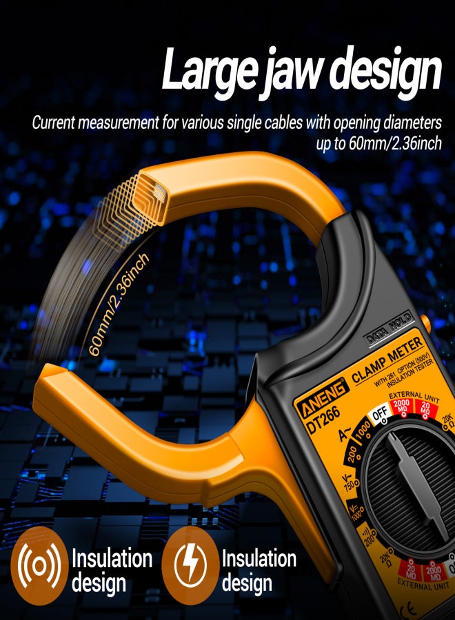 ANENG DT266 LCD 1999 Count Digital True RMS Professional Clamp Meter AC/DC Current Voltage Tester Multimeter Pliers Ammeter with LCD Display - Image 2