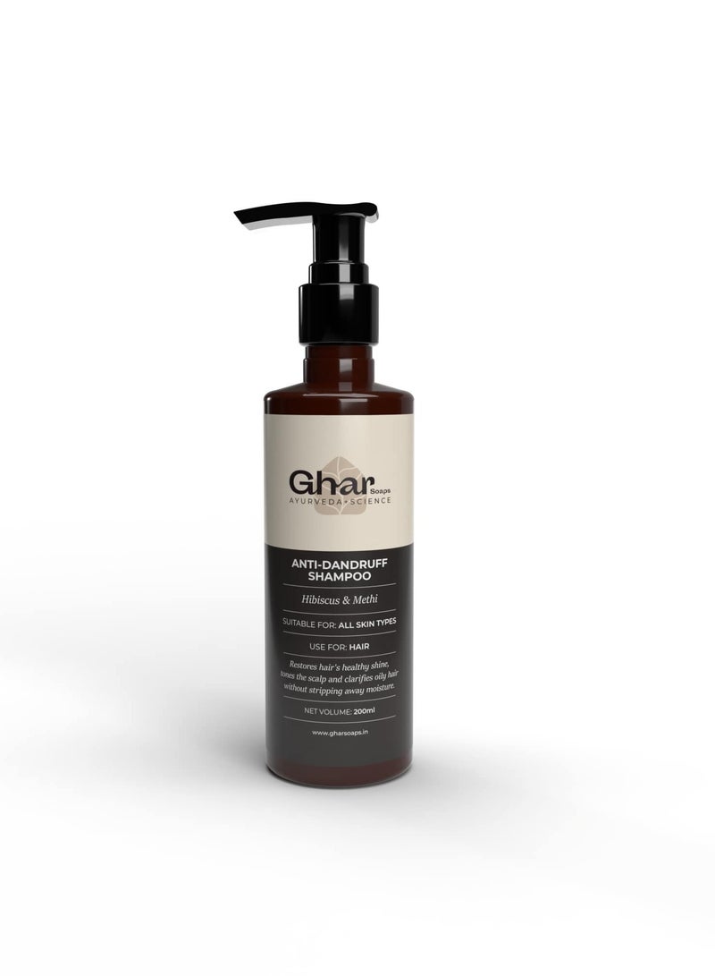 Ghar Soaps Hibiscus - Methi Anti Dandruff Shampoo For Men And Women (200 ml) - Image 1