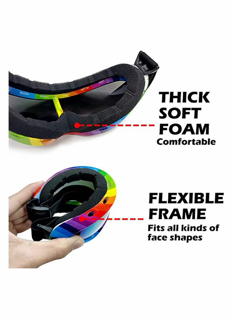 4 Pack Snowboard Goggles Anti-fog, KASTWAVE Ski Anti Fog Glare Adjustable Strap Snow Goggles, Snow Sport PC HD Len for Men Women Kids Youth Winter Outdoor Skiing, Snowboarding, Skating, Motorcycling - Image 2