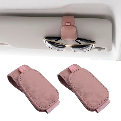 Yuoyar 2 Packs Magnetic Sunglass Holder for Car Visor Pink - Image 1