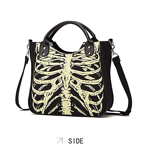 MEOKIM Gothic Backpack Canvas Bag Luminous Fashion Skull Crossbody Printed Bag Zipper Luminous Striped Shoulder Bag (Sternum Bag) - Image 5