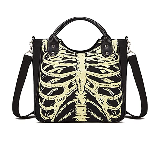 MEOKIM Gothic Backpack Canvas Bag Luminous Fashion Skull Crossbody Printed Bag Zipper Luminous Striped Shoulder Bag (Sternum Bag) - Image 1
