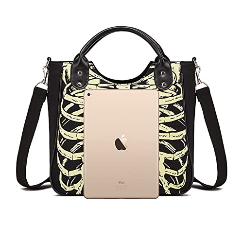MEOKIM Gothic Backpack Canvas Bag Luminous Fashion Skull Crossbody Printed Bag Zipper Luminous Striped Shoulder Bag (Sternum Bag) - Image 3