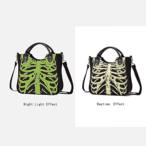 MEOKIM Gothic Backpack Canvas Bag Luminous Fashion Skull Crossbody Printed Bag Zipper Luminous Striped Shoulder Bag (Sternum Bag) - Image 2