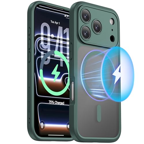 ImpactStrong Magnetic Guard Designed for iPhone 17 Pro Max Case [Camera Protection] [Military Grade Drop Tested] [Compatible with MagSafe] Slim Translucent Matte Phone Case (6.9") - Dark Green - Image 2