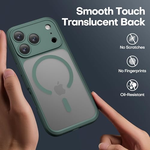 ImpactStrong Magnetic Guard Designed for iPhone 17 Pro Max Case [Camera Protection] [Military Grade Drop Tested] [Compatible with MagSafe] Slim Translucent Matte Phone Case (6.9") - Dark Green - Image 3