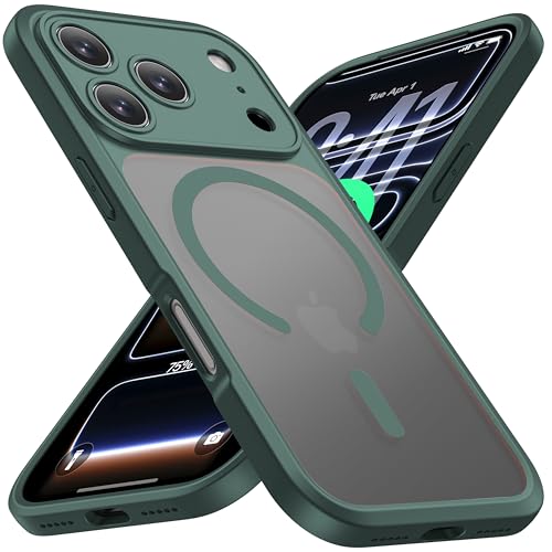 ImpactStrong Magnetic Guard Designed for iPhone 17 Pro Max Case [Camera Protection] [Military Grade Drop Tested] [Compatible with MagSafe] Slim Translucent Matte Phone Case (6.9") - Dark Green - Image 1