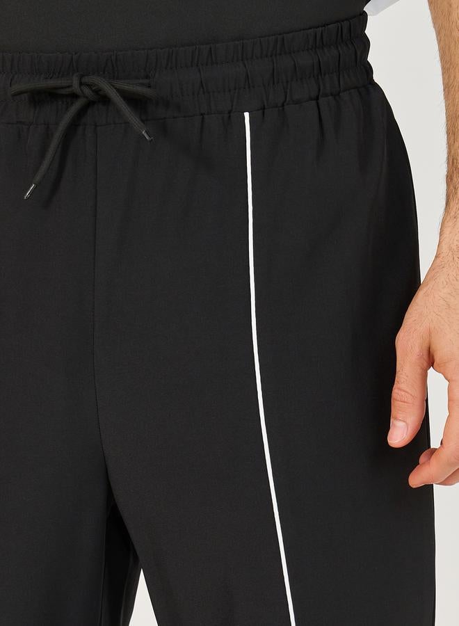 Styli 4-Way Stretch Compression Knit Slim Track Pants with Piping Detail  - Image 3