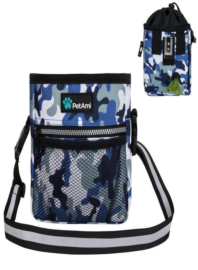 PetAmi Dog Treat Pouch, Pet Treat Pouch for Training, Dog Walking Bag Holder for Kibbles, Pet Food Toy, Dog Trainer Essentials Supplies, Poop Bag Dispenser, 3 Ways to Wear (Camo Blue) - Image 1