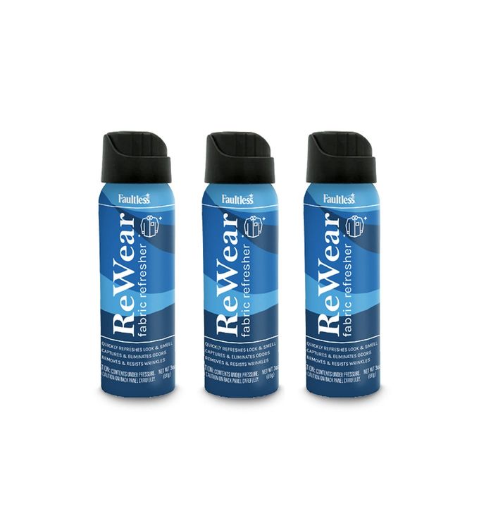 Faultless Rewear Dry Wash Spray For Clothing  Wrinkle Remover, Fabric Refresher Spray, Captures Odors  Like Dry Shampoo For Clothes: Fresh Look W/Out Laundry, 3Oz (Mini 3 Pack) - Image 1